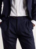 Brunello Cucinelli - Straight-Leg Pleated Wool-Flannel Suit Trousers - Blue