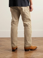 CHERRY LA - Straight-Leg Distressed Cotton-Canvas Trousers - Brown