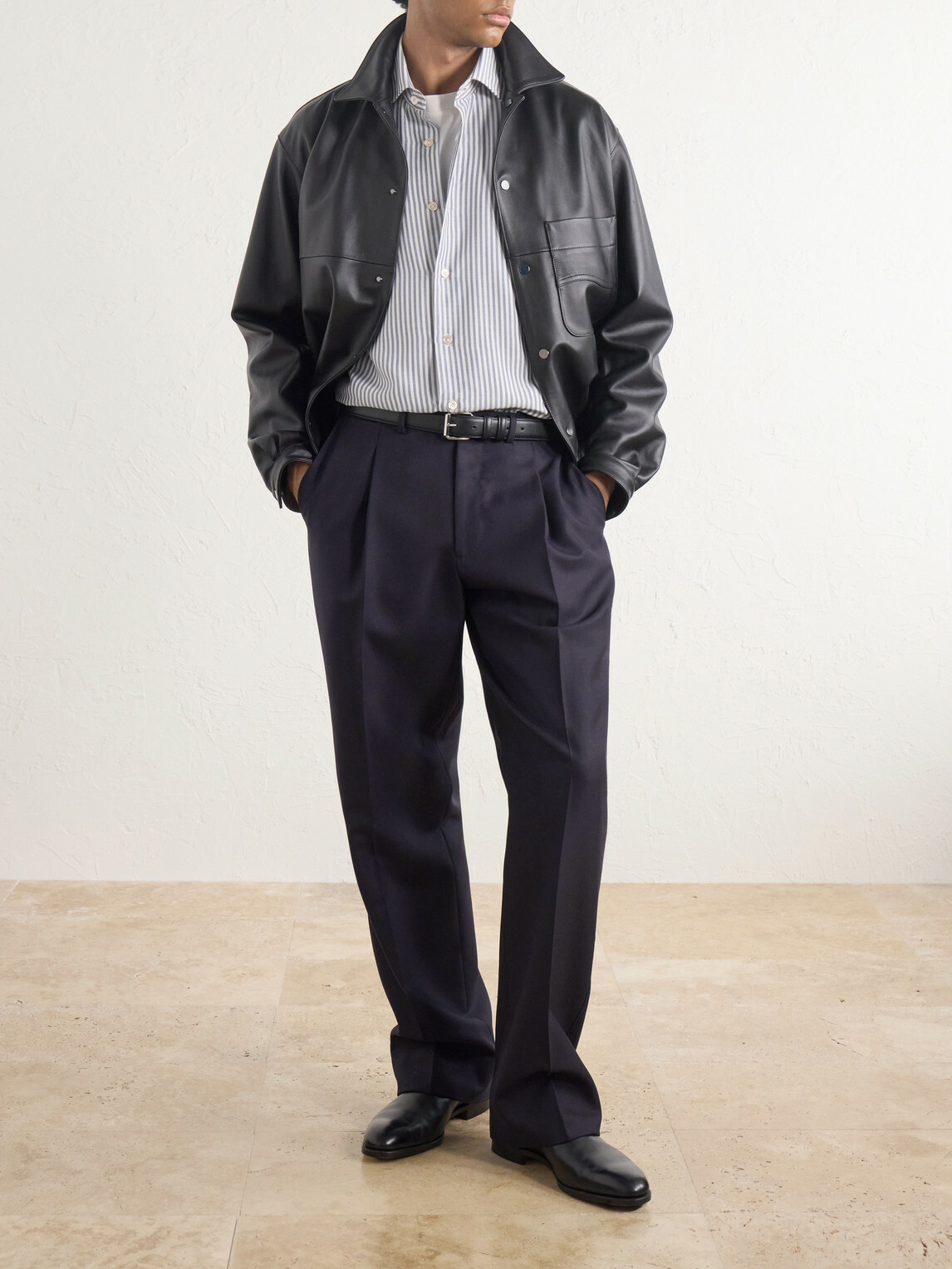 Eleventy - Striped Lyocell and Cotton-Blend Shirt - Gray