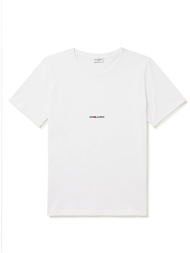 Photo: SAINT LAURENT - Logo-Print Cotton-Jersey T-Shirt - White