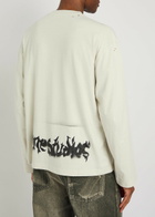 Acne Studios Logo-print Long-sleeve Cotton-blend T-shirt White