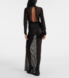 Jean Paul Gaultier Flocked ruched mesh maxi dress