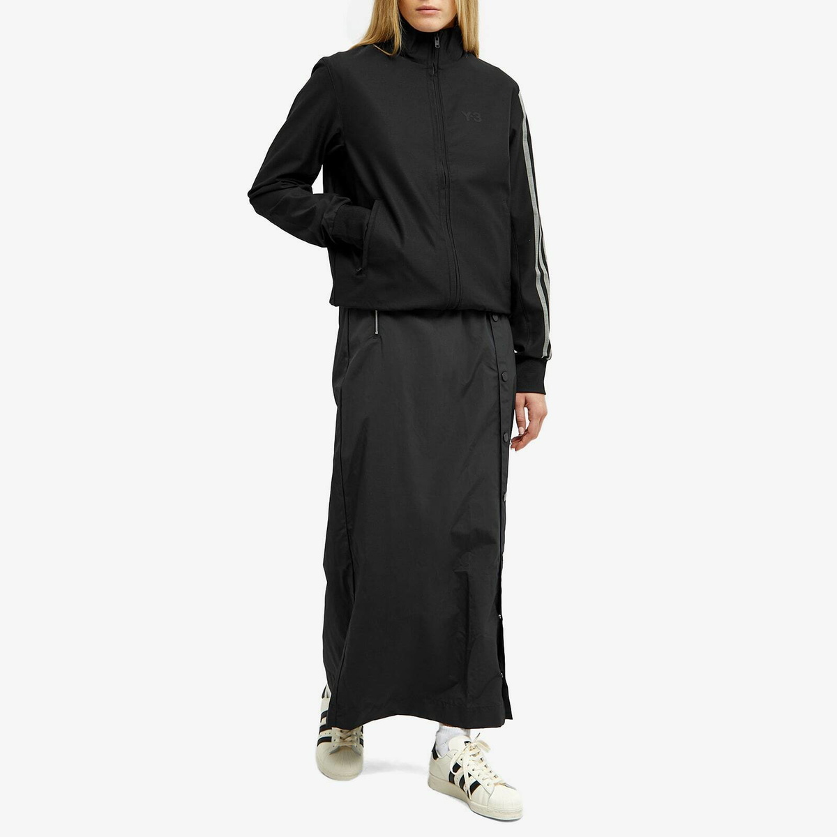 Y-3 3 Stripe Refined Wool Track Top in Black Y-3