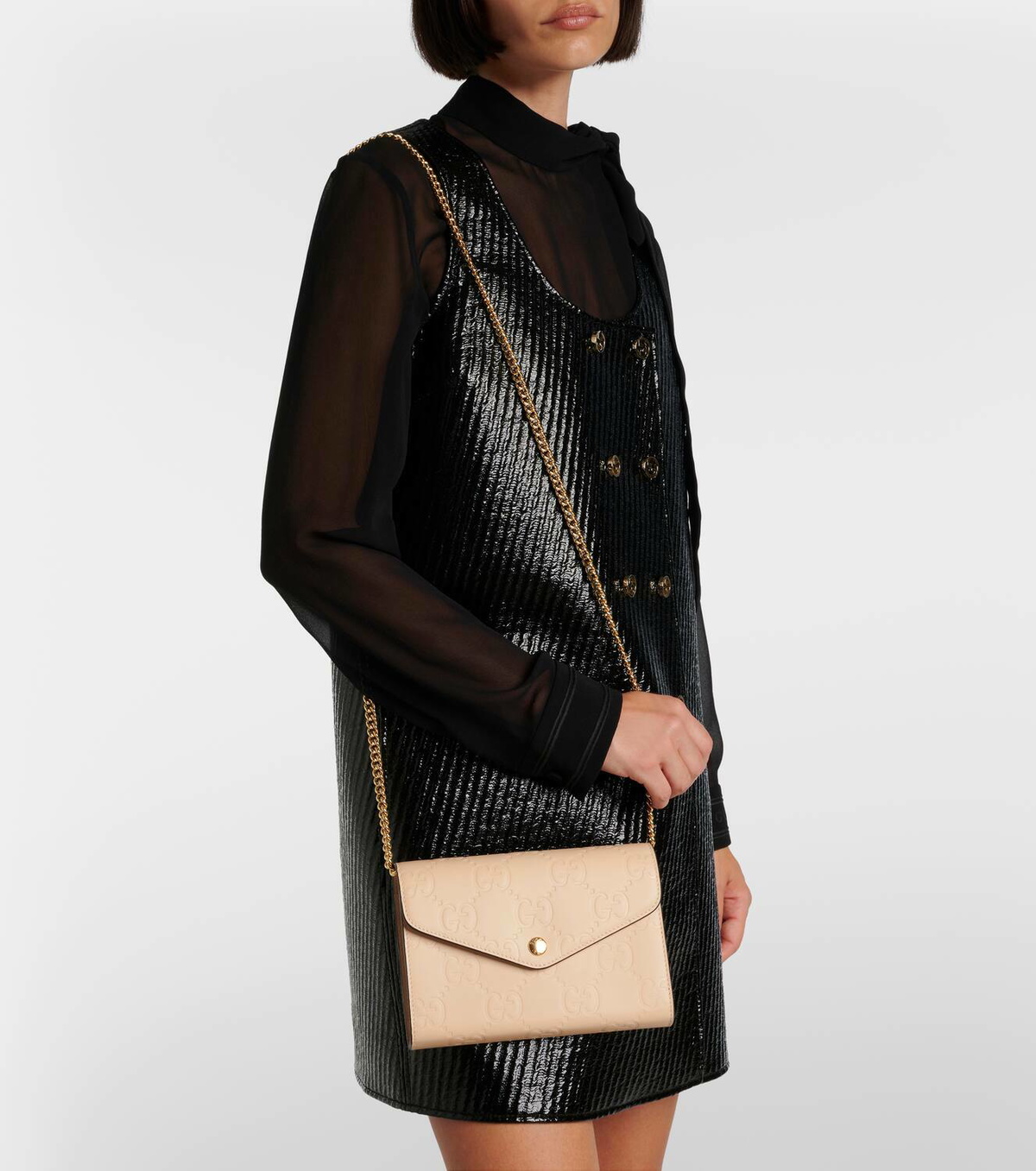 VIP【関税送料無料】希少 Gucci Leather Chain Wallet Wallet on chain in black leather | GUCCI® SG