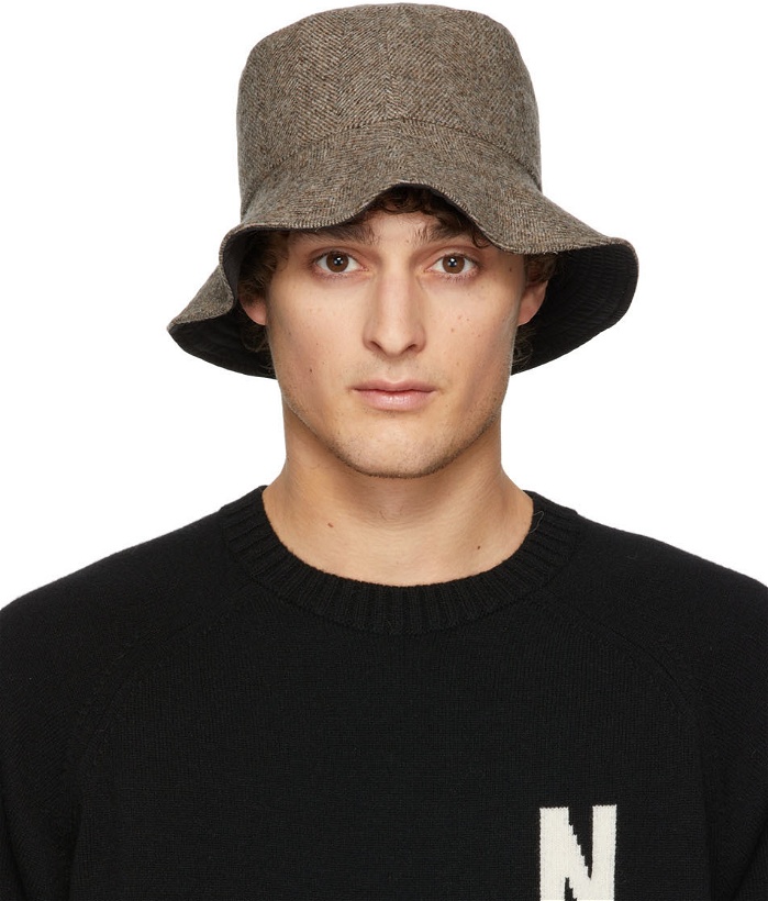 Photo: Norse Projects Brown & Black Reversible Wool Bucket Hat