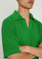 Bode Bentgrass Logo-embroidered Cotton-knit Polo Shirt Green