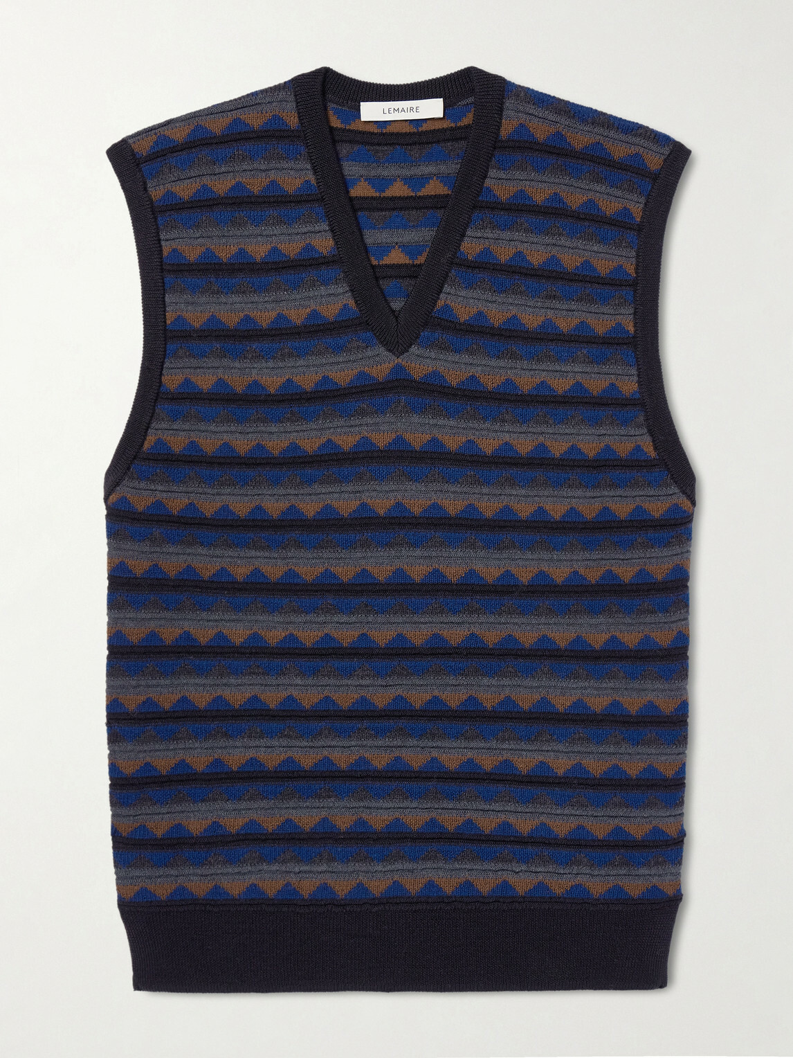 LEMAIRE - Jacquard-Knit Merino Wool-Blend Sweater Vest - Black