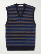LEMAIRE - Jacquard-Knit Merino Wool-Blend Sweater Vest - Black