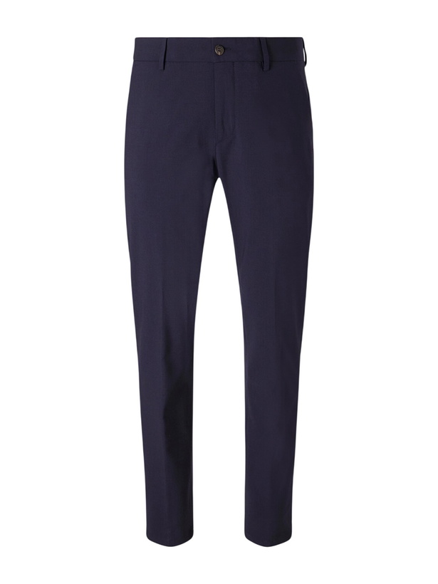 Photo: Eleventy - Slim-Fit Tapered Stretch-Wool Flannel Trousers - Blue