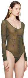 Blumarine Green Printed Bodysuit