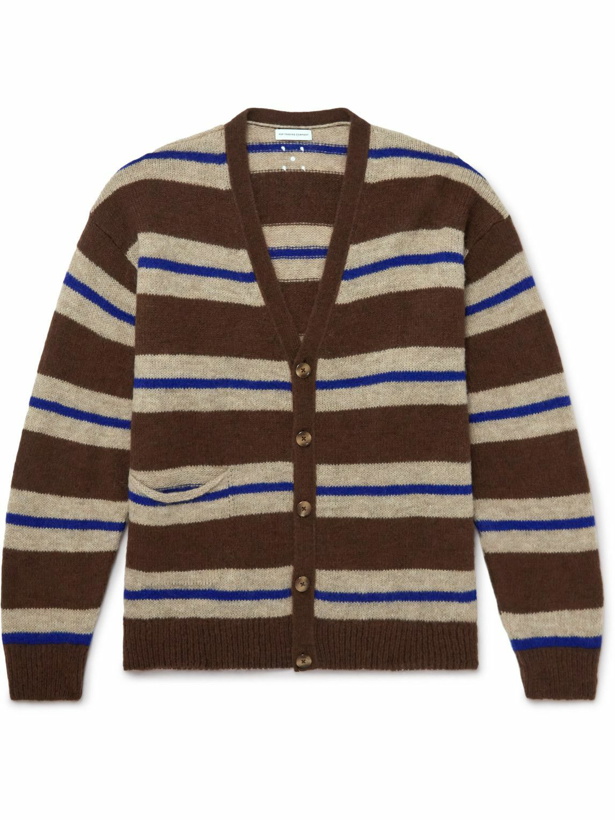 Photo: Pop Trading Company - Striped Knitted Cardigan - Brown