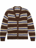 Pop Trading Company - Striped Knitted Cardigan - Brown