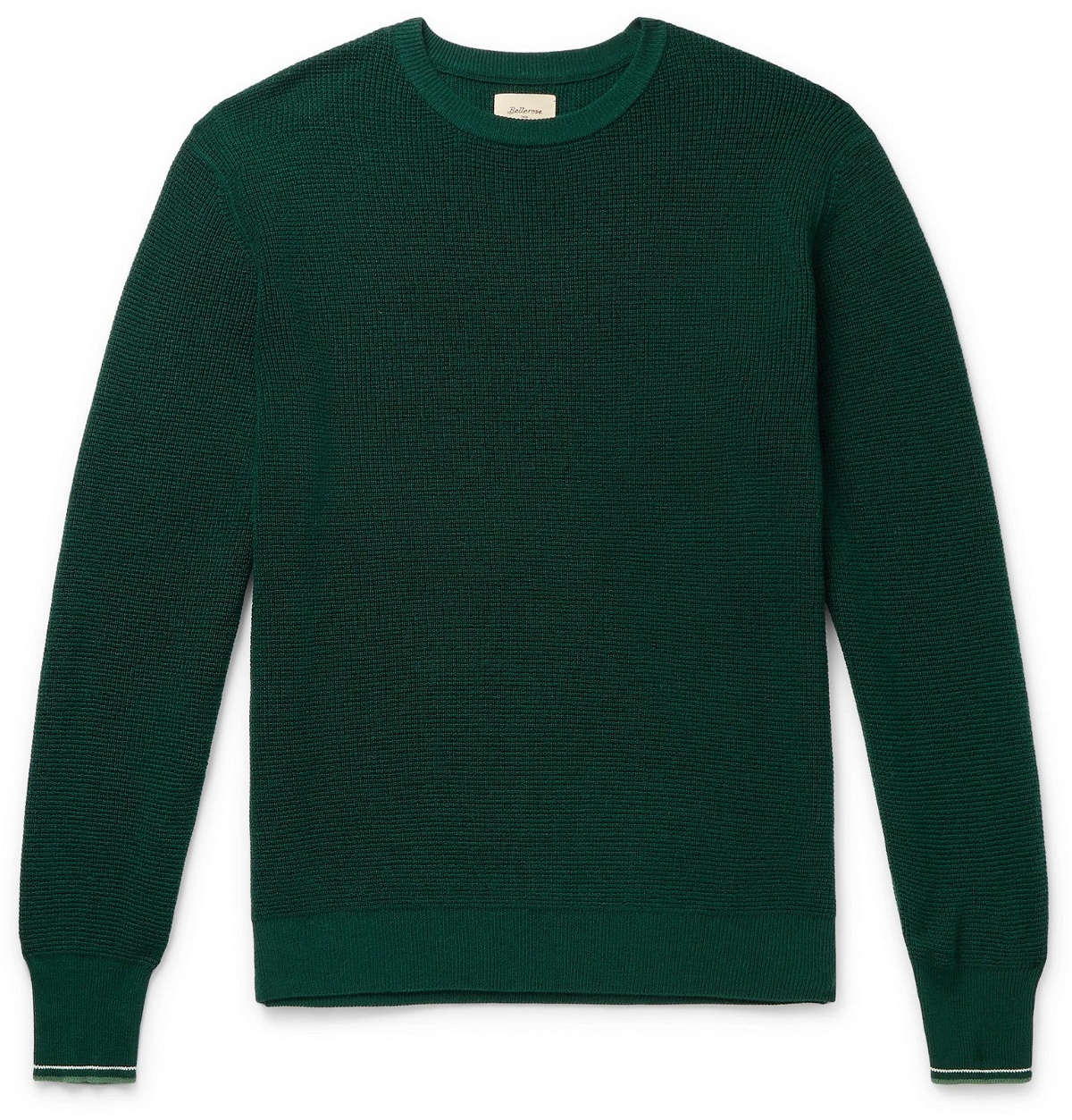 Bellerose - Contrast-Tipped Waffle-Knit Wool Sweater - Green Bellerose