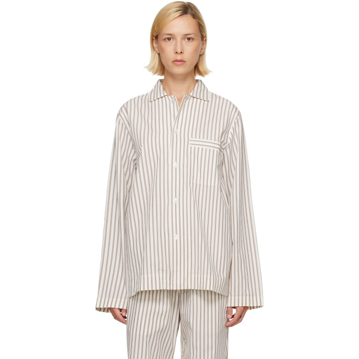Photo: Tekla Off-White & Brown Poplin Long-Sleeved Pyjama Shirt