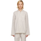 Tekla Off-White & Brown Poplin Long-Sleeved Pyjama Shirt