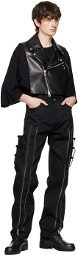 TAKAHIROMIYASHITA TheSoloist. Black Motorcycle Dickie Faux-Leather Vest