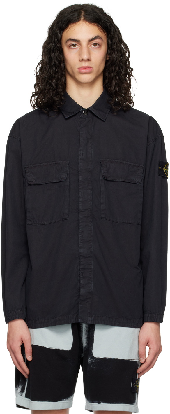 Stone Island Navy Old Treatment Shirt Stone Island