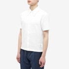 Thom Browne Men's Short Sleeve Button Down Stripe Shirt in White