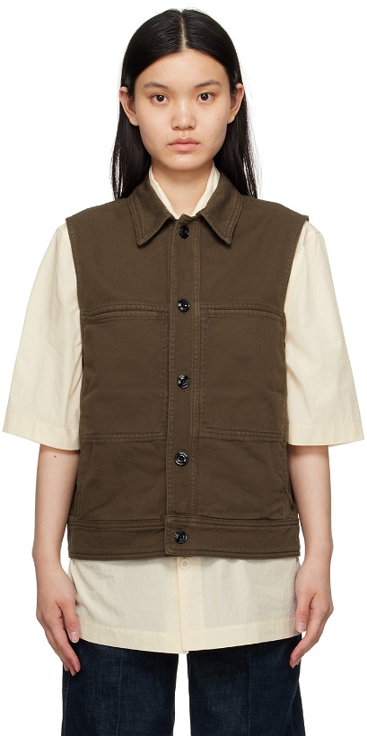Photo: LEMAIRE Brown Garment-Dyed Denim Vest