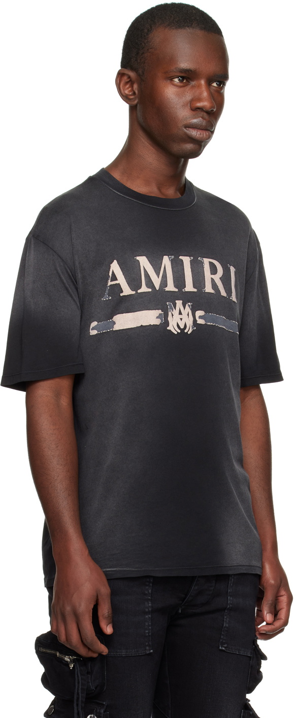AMIRI Logo T-Shirt Size Small Grey Distressed Jersey Heather Grey