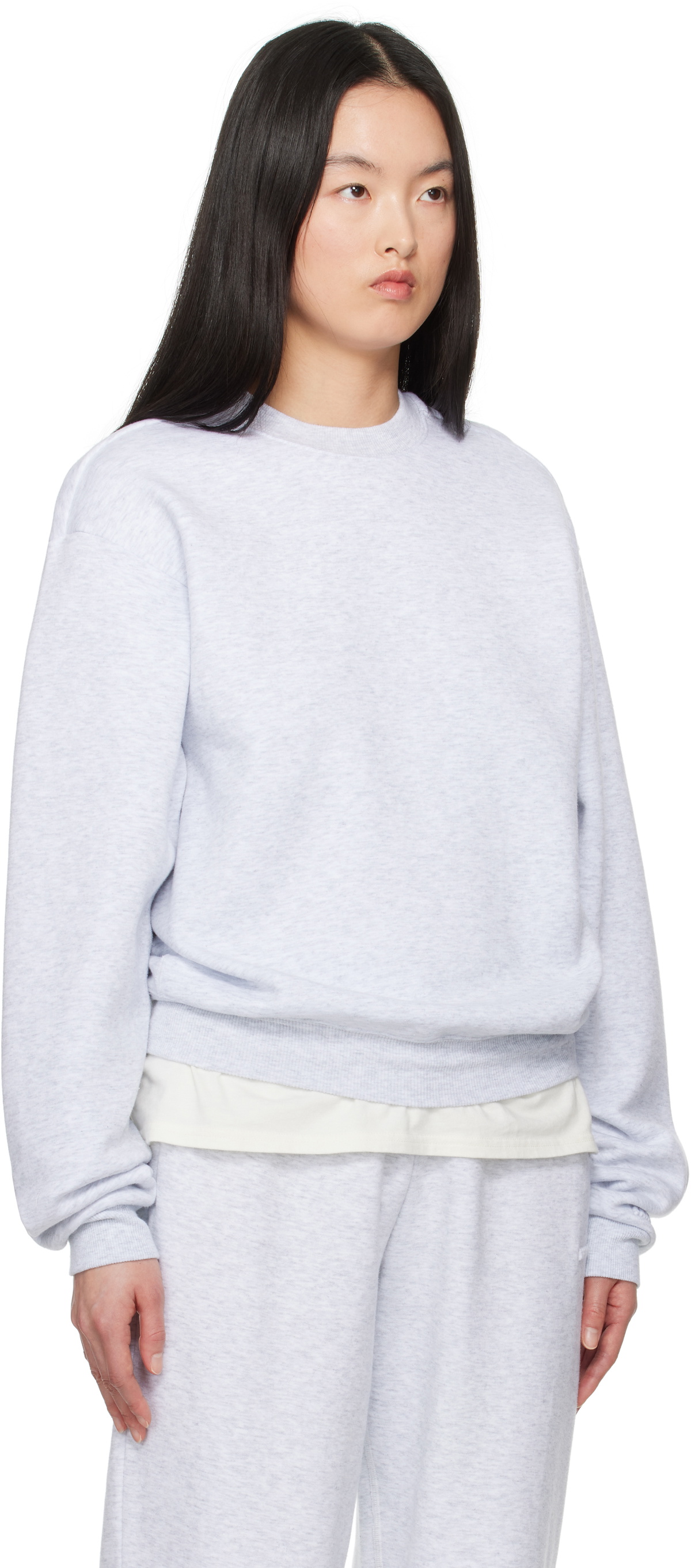 SKIMS Gray Cotton Fleece Classic Crewneck Sweatshirt