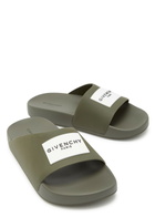 Givenchy Logo Rubber Sliders Khaki