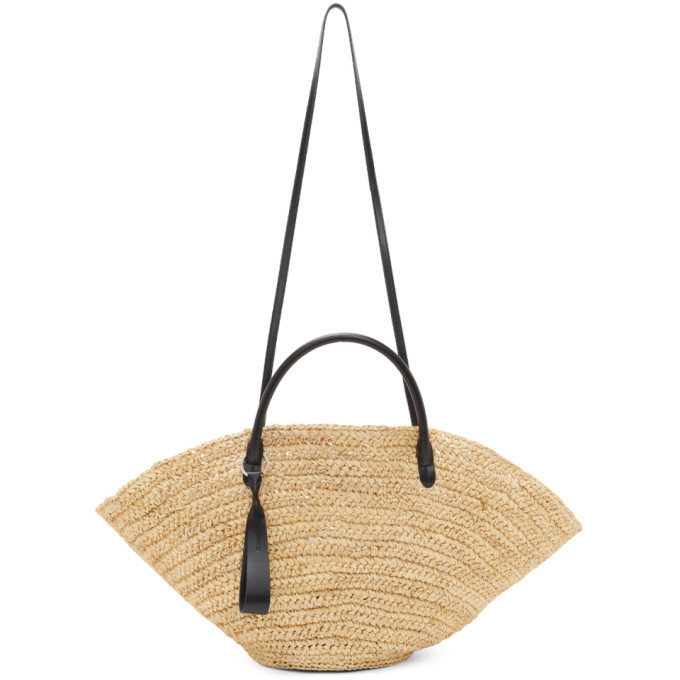 Jil Sander Beige Raffia Medium Sombrero Tote Jil Sander