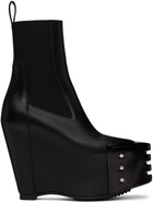 Rick Owens Black Hollywood Grilled Wedge Beatle Chelsea Boots