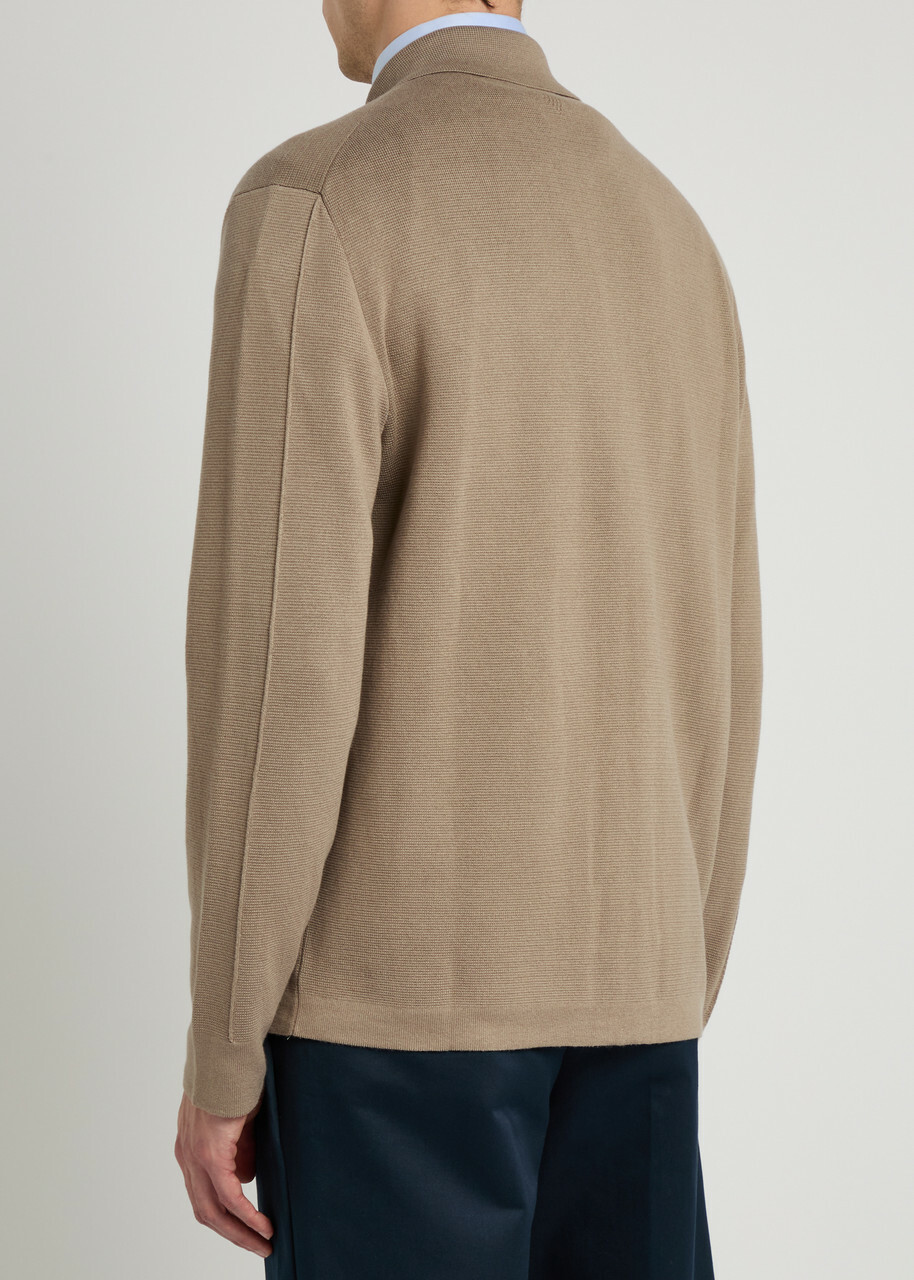 Canali Zip up Modal and Cotton-blend Cardigan Brown