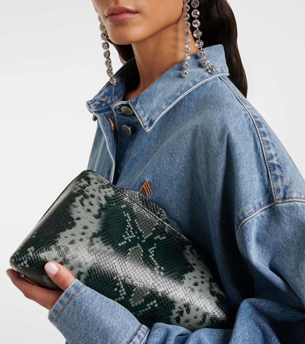 The Attico 8:30 PM snake-print leather clutch The Attico The Attico 8:30 PM snake-print leather clutch The Attico