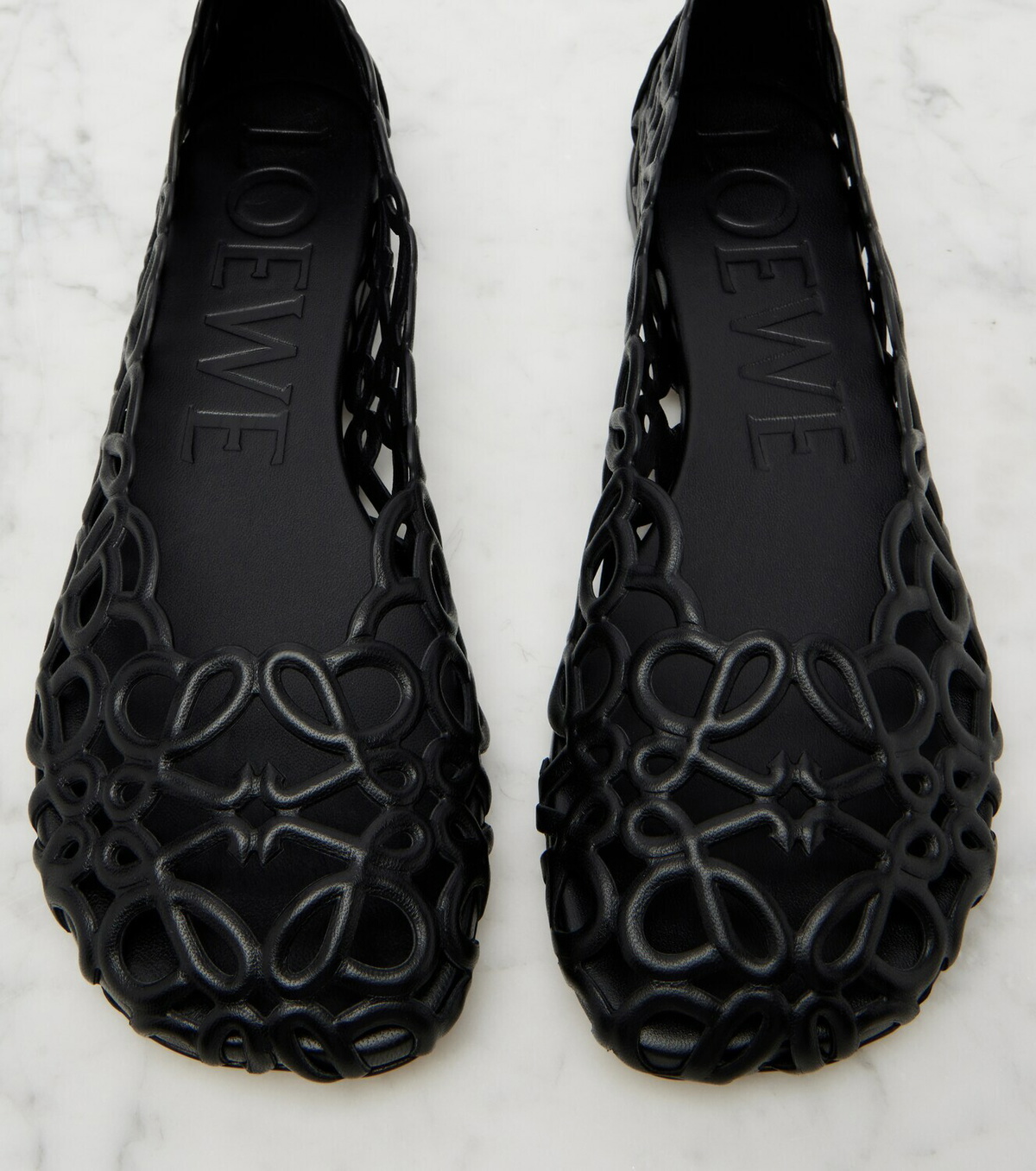 Loewe Petal Anagram leather ballet flats
