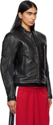 VETEMENTS Black Pro Racing Leather Jacket