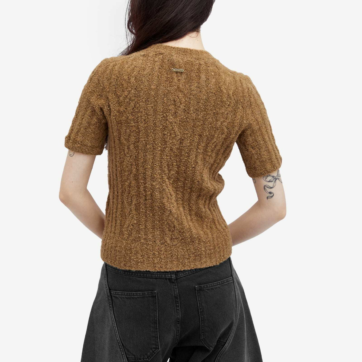 JW Anderson Women's Cable Knit Short Sleeve Jumper in Flax