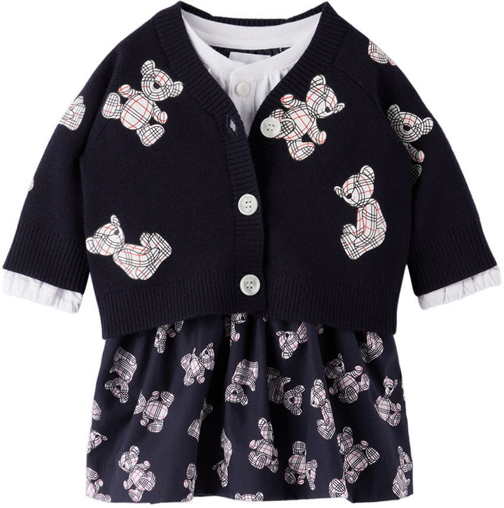 Photo: Burberry Baby Navy & White Thomas Bear Three-Piece Set