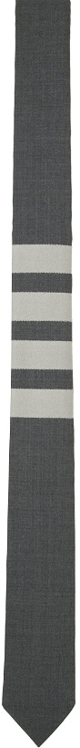 Photo: Thom Browne Grey Plain Weave Engineered 4-Bar Tie