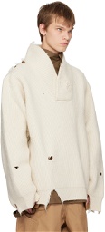 Hed Mayner Off-White Distressed Sweater