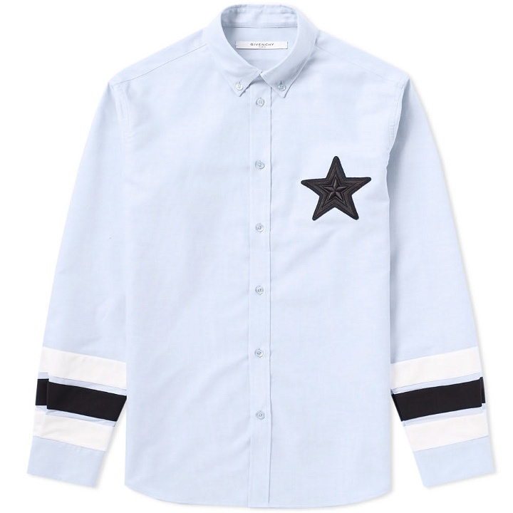 Photo: Givenchy Regular Star Embroidered Tape Sleeve Oxford Shirt