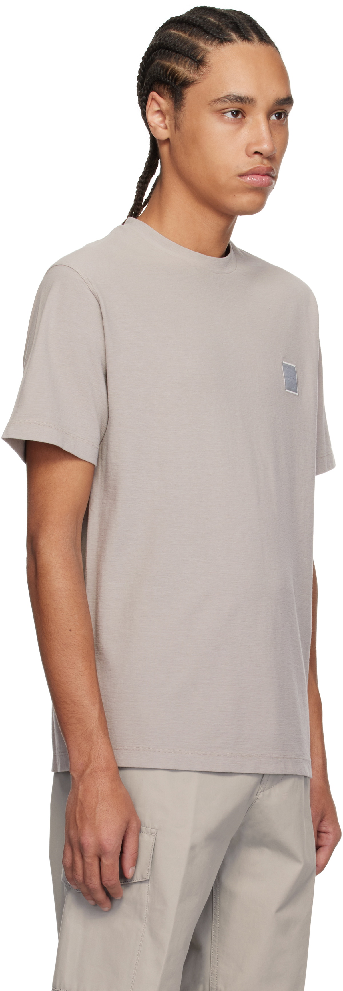 Stone Island Gray Crepe Cotton Jersey Ghost T-shirt Stone Island