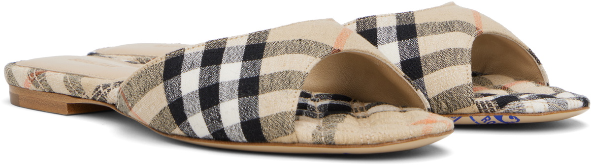 Burberry Beige Check Mews Sandals