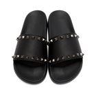 Valentino Black Valentino Garavani Rockstud Pool Slides