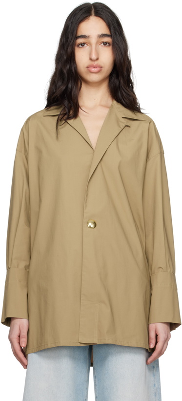 Photo: DARKPARK Beige Jodie Popeline Tunic Style Shirt