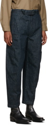 Lemaire Navy Denim Twisted Trousers