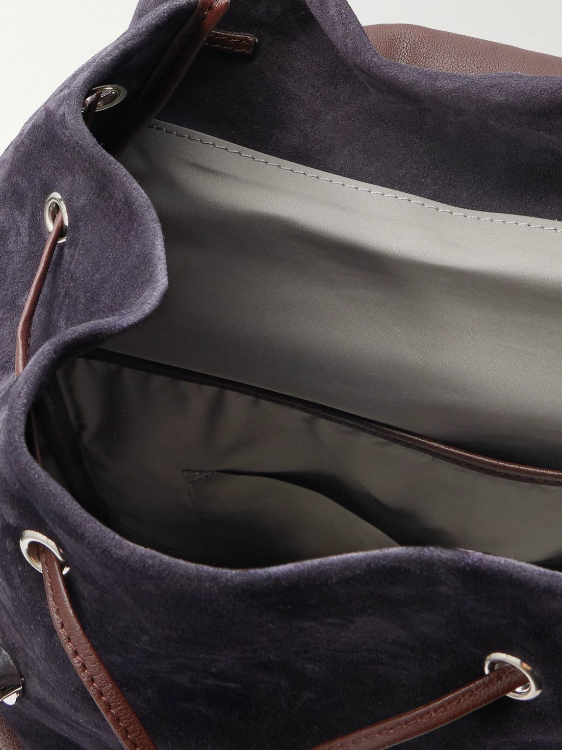 Brunello Cucinelli - Leather-Trimmed Suede Backpack