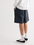 Neighborhood - Wide-Leg Logo-Flocked Cotton-Jersey Drawstring Shorts - Gray