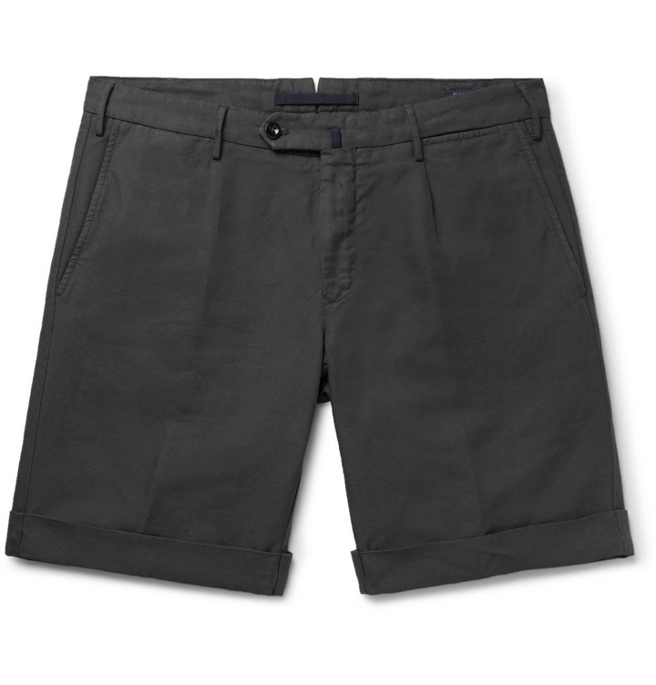 Photo: Incotex - Slim-Fit Garment-Dyed Linen and Cotton-Blend Shorts - Men - Charcoal