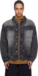 Glass Cypress Black Hand-Embroidered Denim Jacket