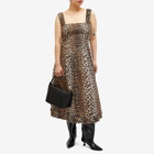 GANNI Women's Midi Strap Smock Dress in Leopard