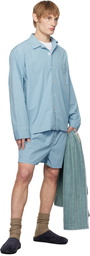 Tekla SSENSE Exclusive Blue AURALEE Edition Boxer Pyjama Shorts