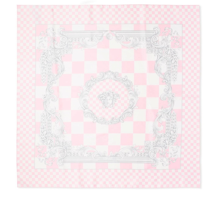 Photo: Versace Women's Baroque Printed Scarf in Pastel Pink/White/Silver 