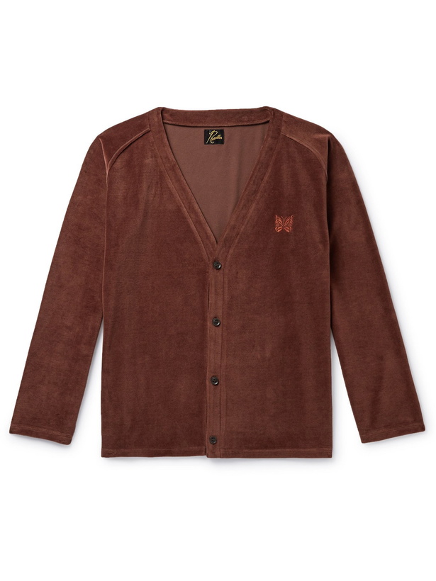 Photo: NEEDLES - Logo-Embroidered Cotton-Blend Velour Cardigan - Brown